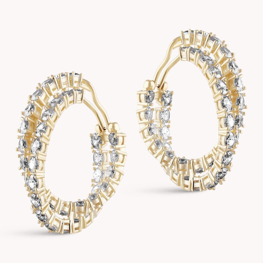 Srebrne naušnice alke Dvostruki sjaj 18kt Pozlata