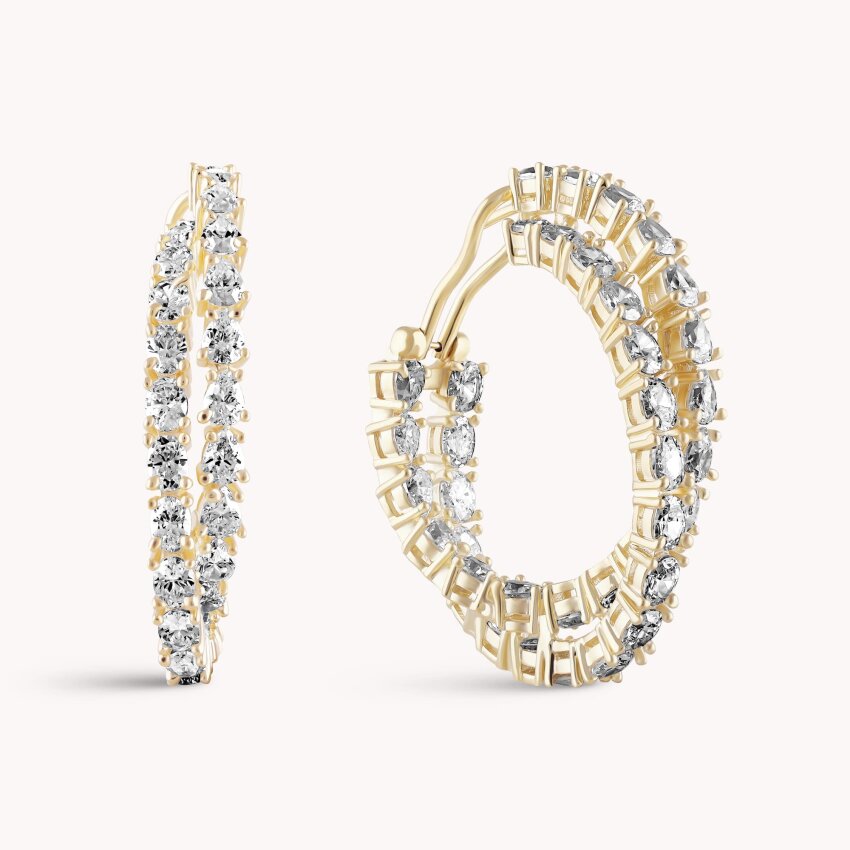 Srebrne naušnice alke Dvostruki sjaj 18kt Pozlata