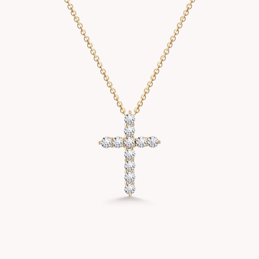 Srebrna ogrlica Sjajni križ 18kt Pozlata