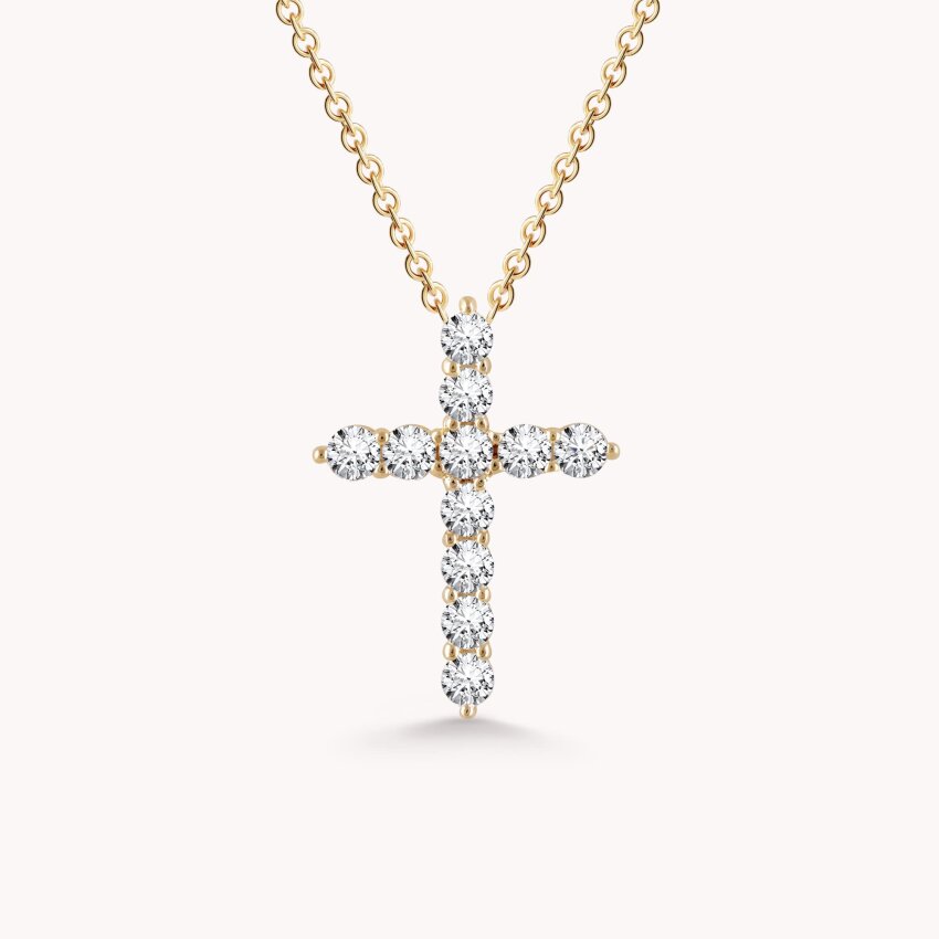 Srebrna ogrlica Sjajni križ 18kt Pozlata