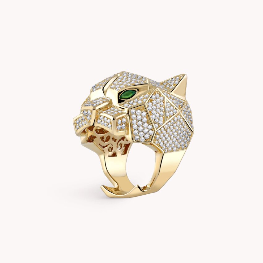 Srebrni prsten Sjajna pantera 18kt Pozlata