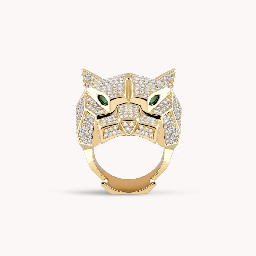 Srebrni prsten Sjajna pantera 18kt Pozlata