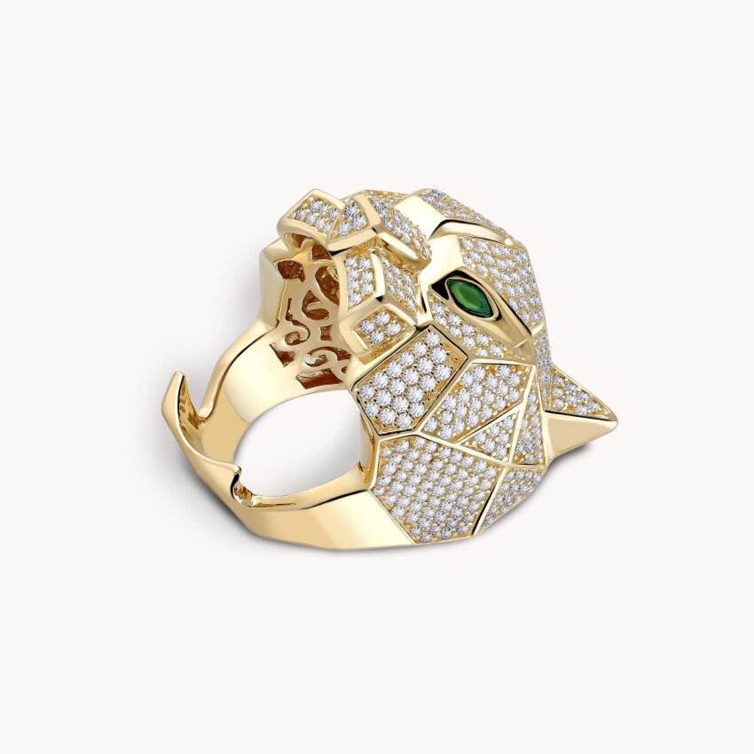 Srebrni prsten Sjajna pantera 18kt Pozlata