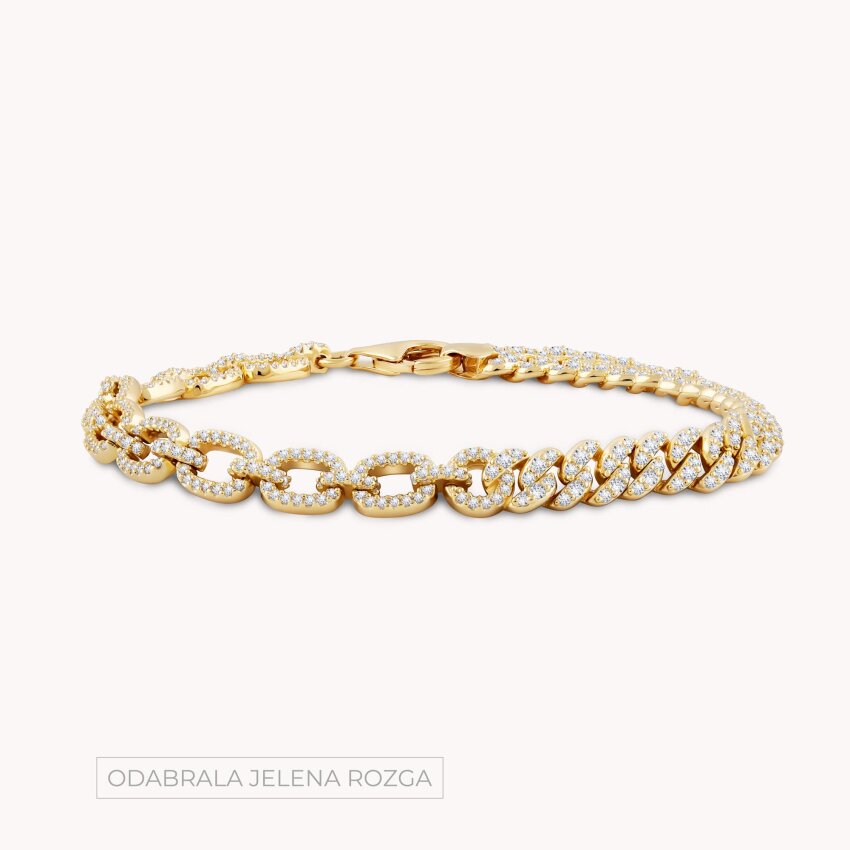 Srebrna narukvica Odvažan sjaj 18kt Pozlata