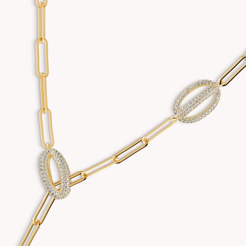 Srebrna ogrlica Karike elegancije 18kt Pozlata