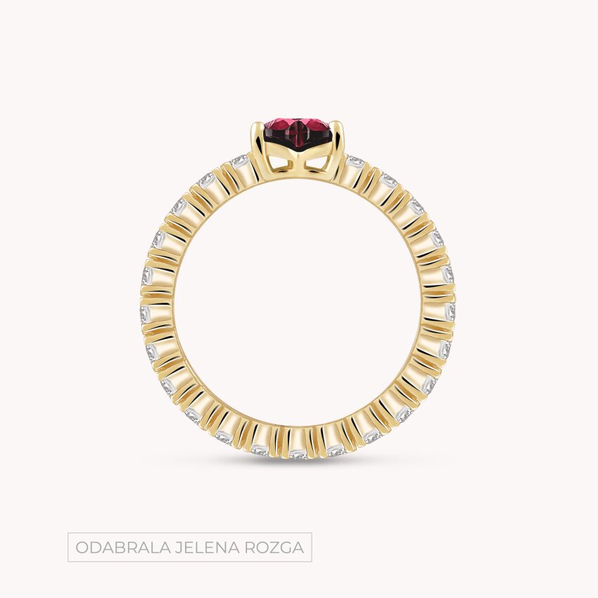 Srebrni prsten Ružičasto srce Pozlata