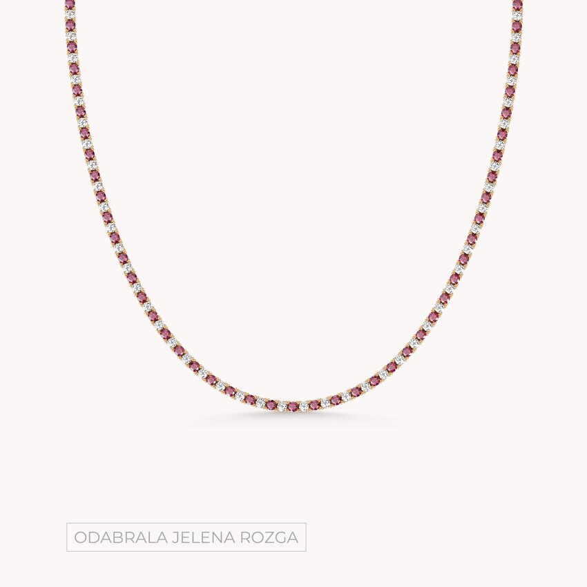 Srebrna ogrlica Crveni sjaj 18kt Pozlata