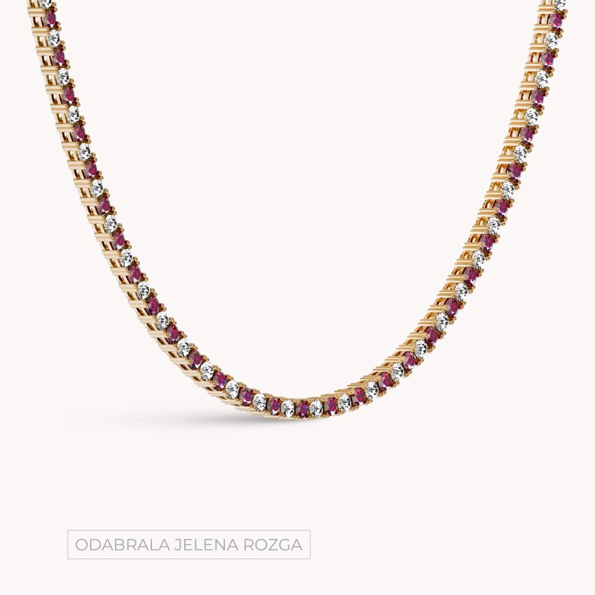 Srebrna ogrlica Crveni sjaj 18kt Pozlata