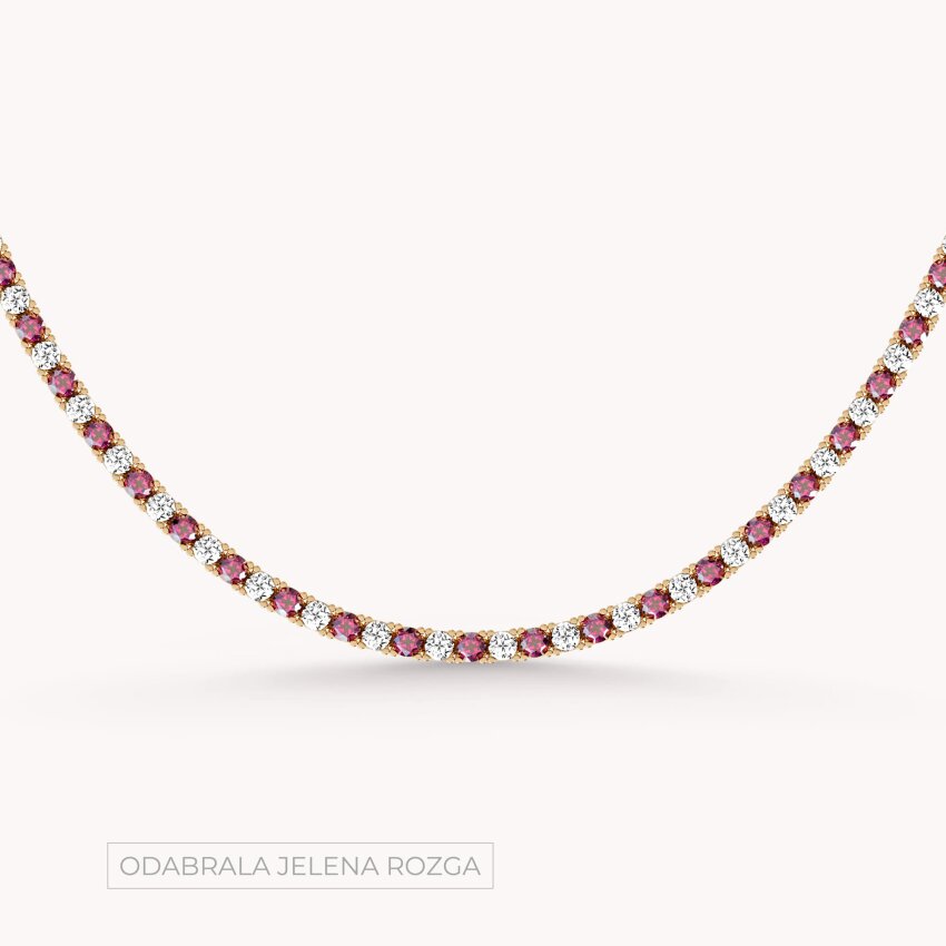 Srebrna ogrlica Crveni sjaj 18kt Pozlata