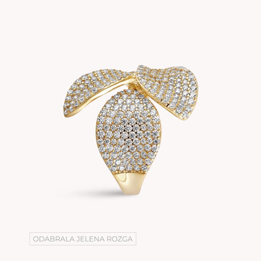 Srebrni prsten Svjetlucave latice 18kt Pozlata