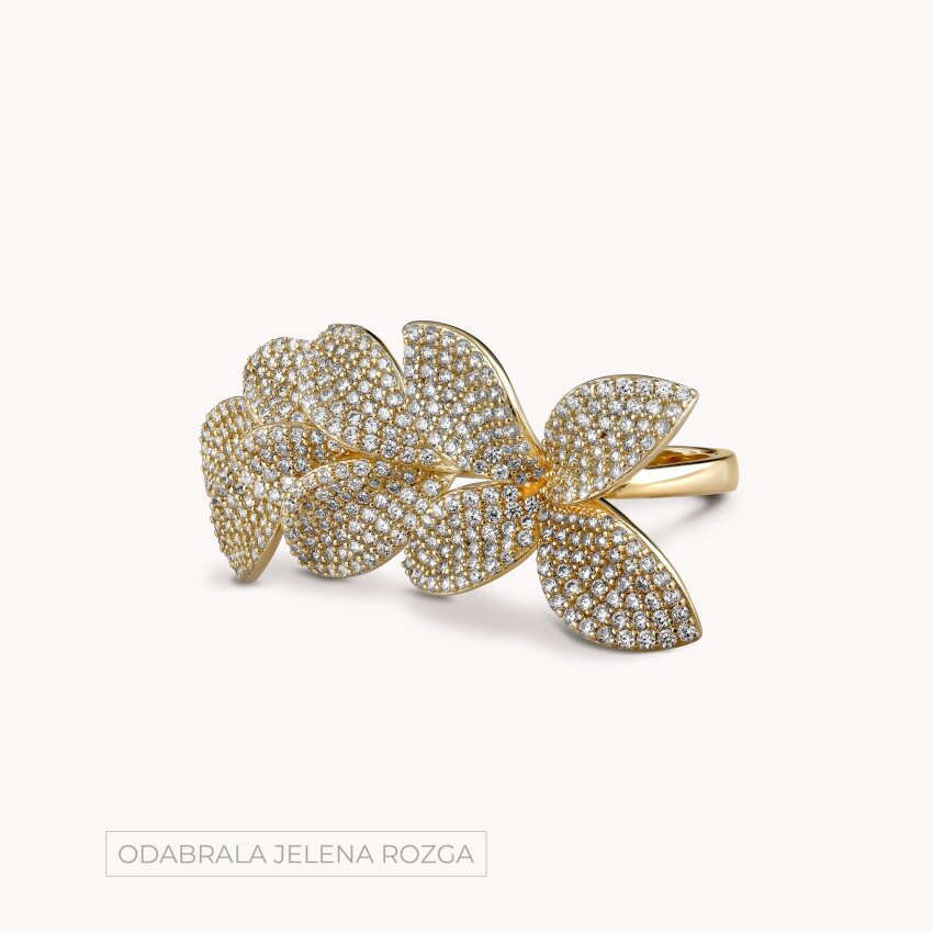Srebrni prsten Raskošni cvijet 18kt Pozlata