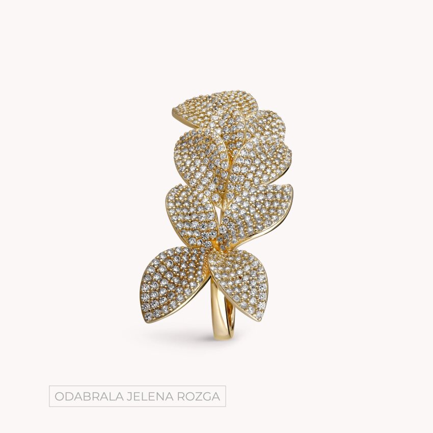 Srebrni prsten Raskošni cvijet 18kt Pozlata