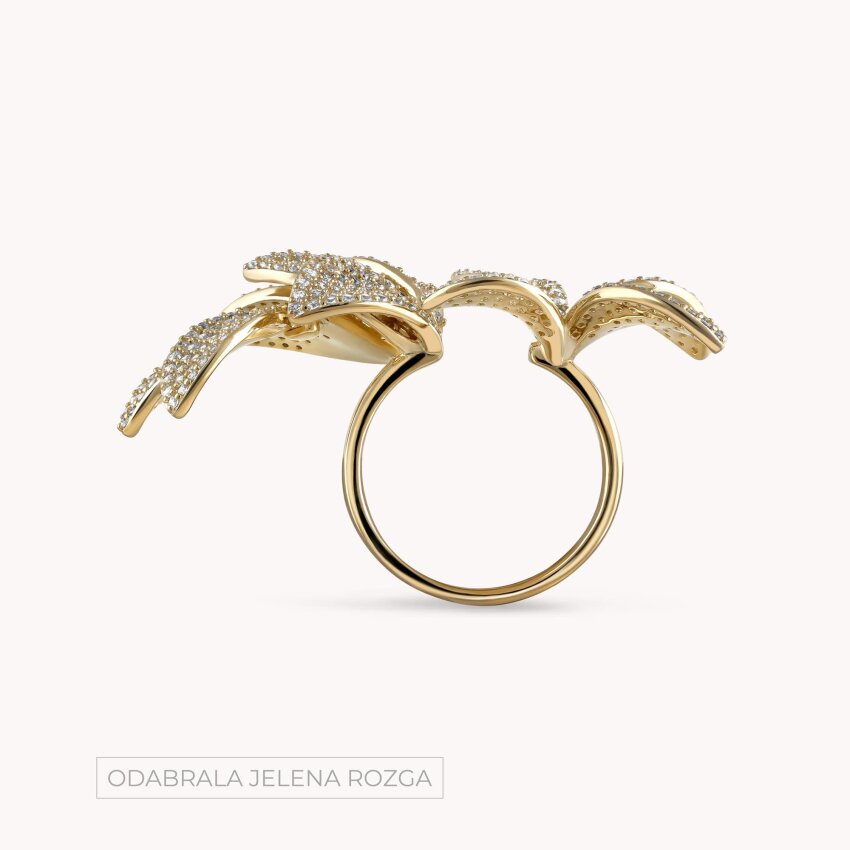 Srebrni prsten Raskošni cvijet 18kt Pozlata