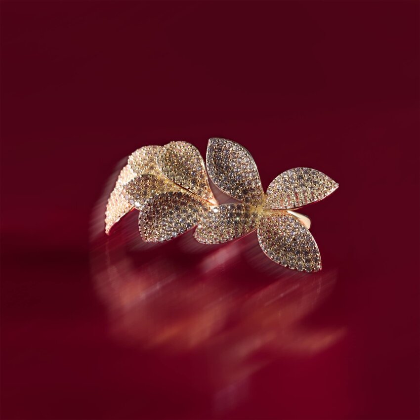 Srebrni prsten Raskošni cvijet 18kt Pozlata