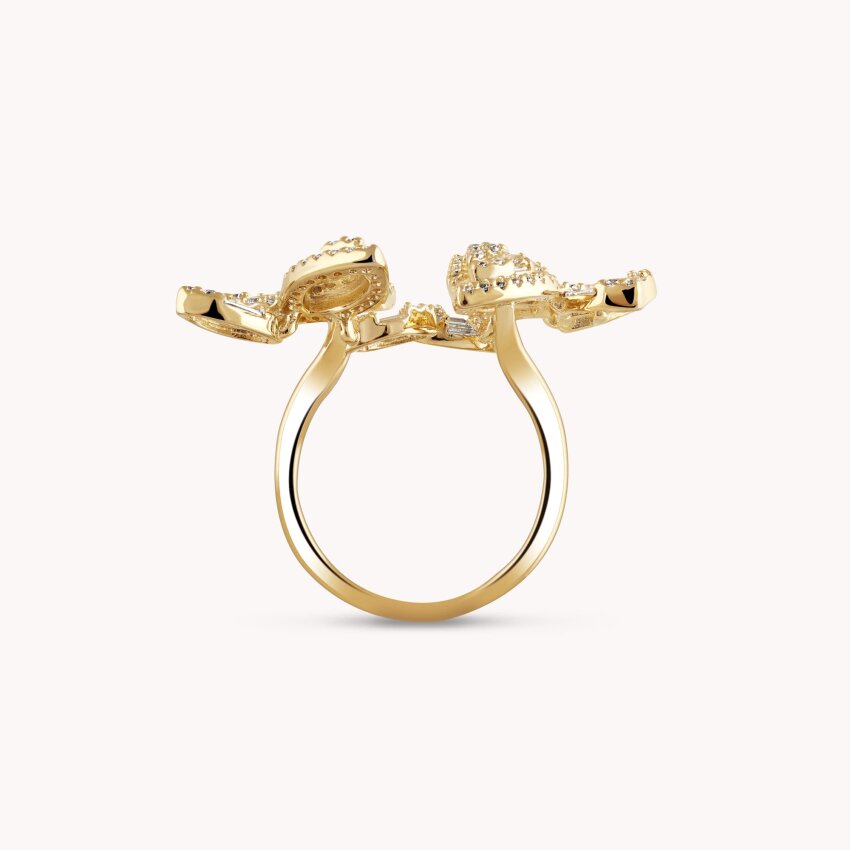 Srebrni prsten Sjajni cvjetovi 18kt Pozlata