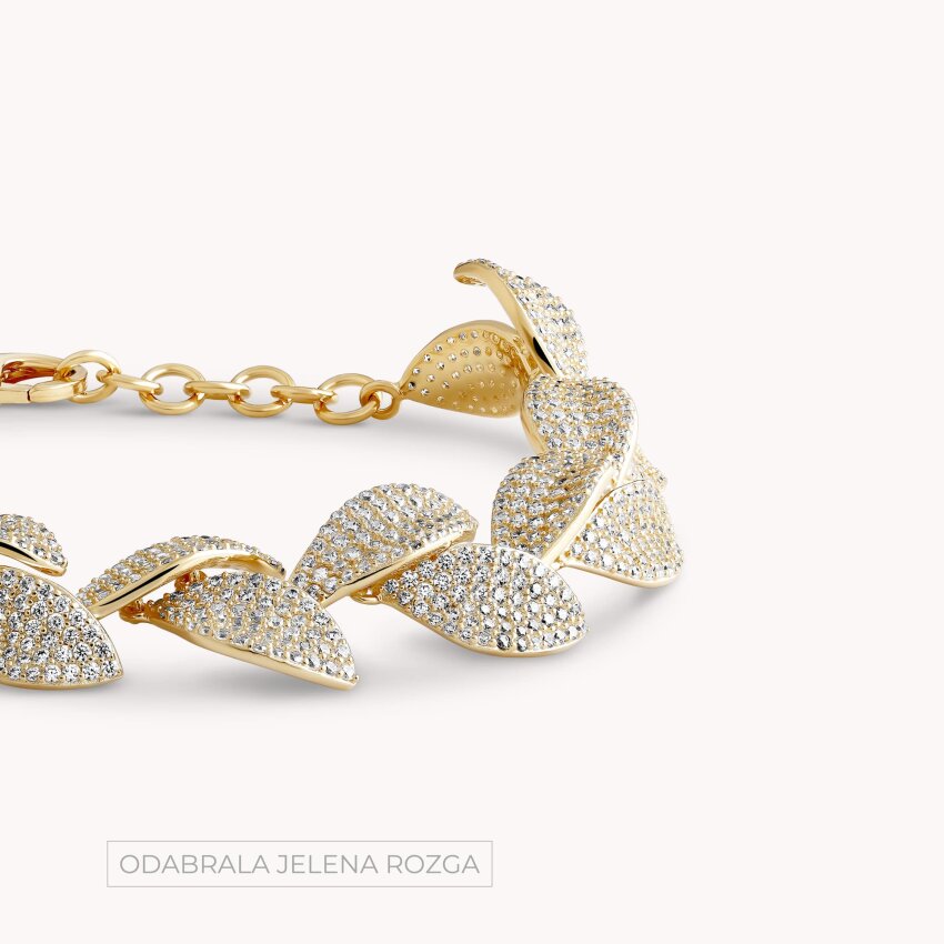 Srebrna narukvica Sjajne latice 18kt Pozlata