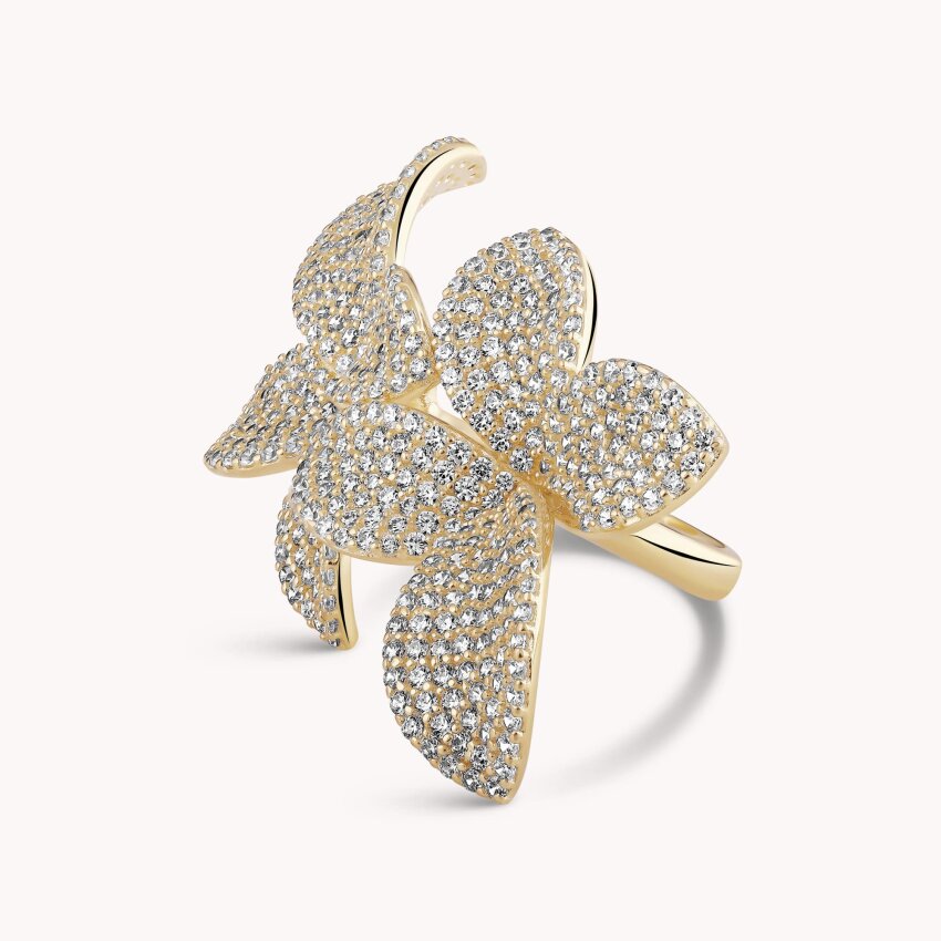 Srebrni prsten Cvjetovi sjaja 18kt Pozlata