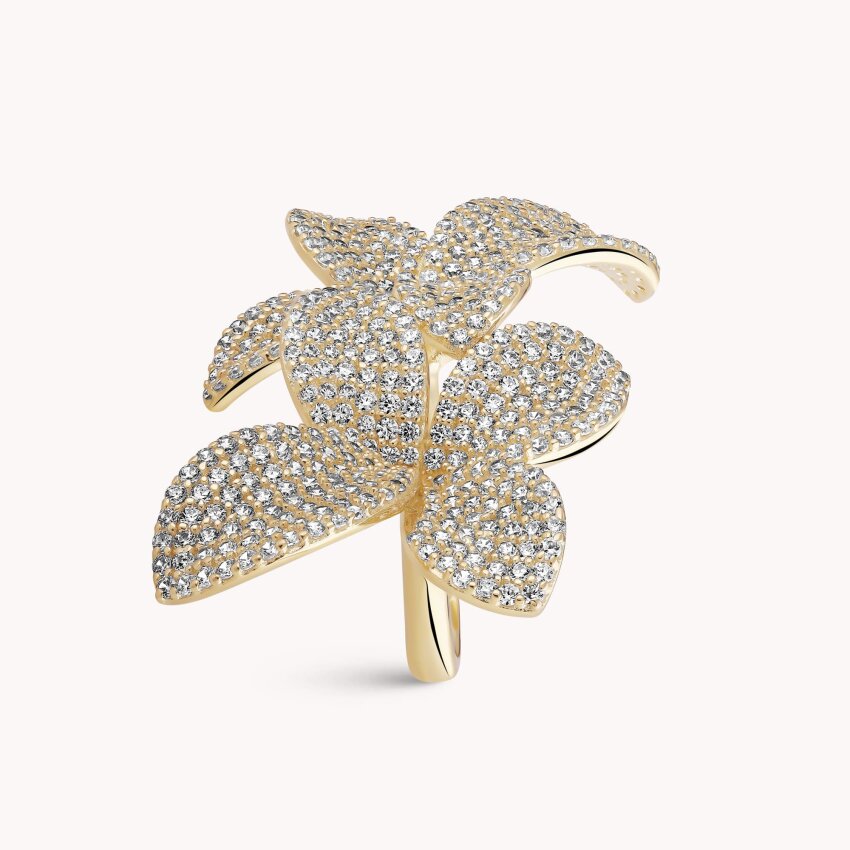 Srebrni prsten Cvjetovi sjaja 18kt Pozlata