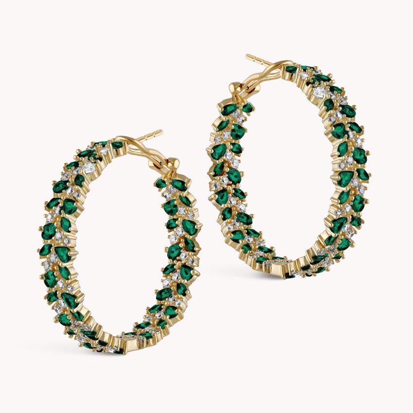 Srebrne naušnice Zeleni Odsjaj M 18kt Pozlata