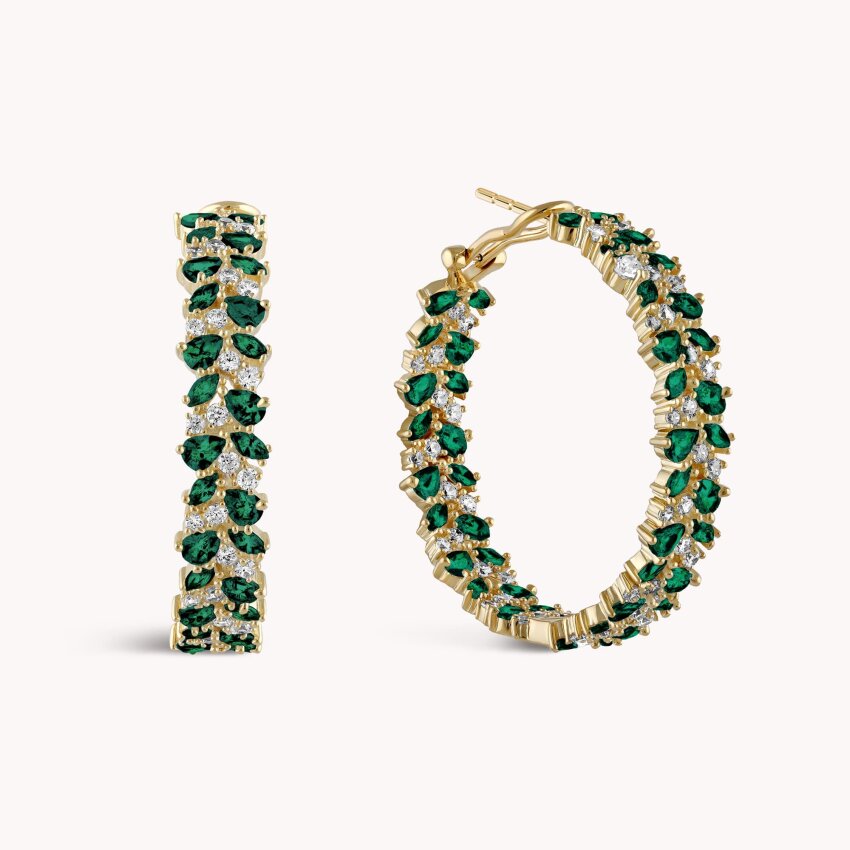 Srebrne naušnice Zeleni Odsjaj M 18kt Pozlata