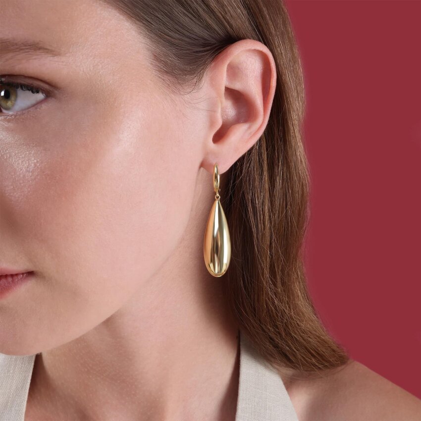 Srebrne naušnice Izdužena kap Pozlata