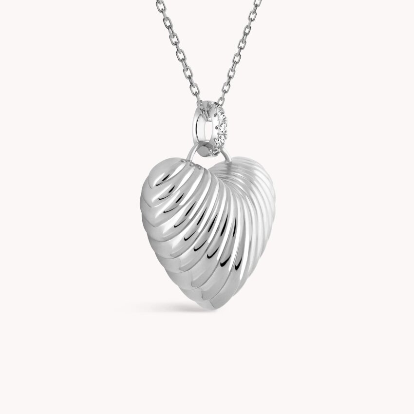 Srebrna ogrlica Srce s uzorkom