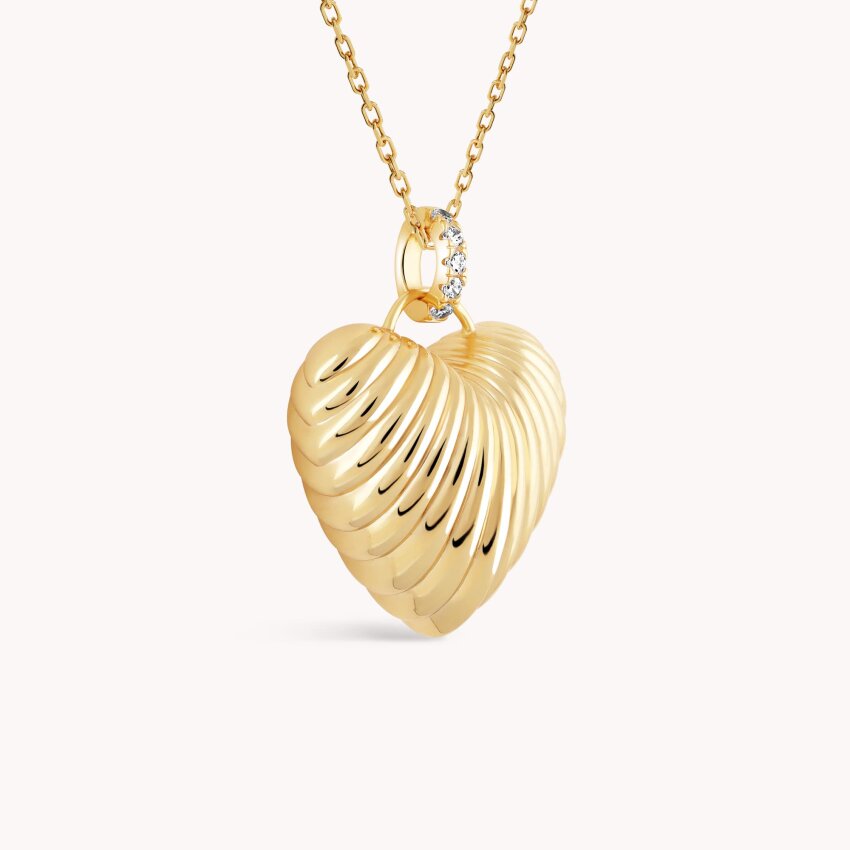 Srebrna ogrlica Srce s uzorkom pozlata