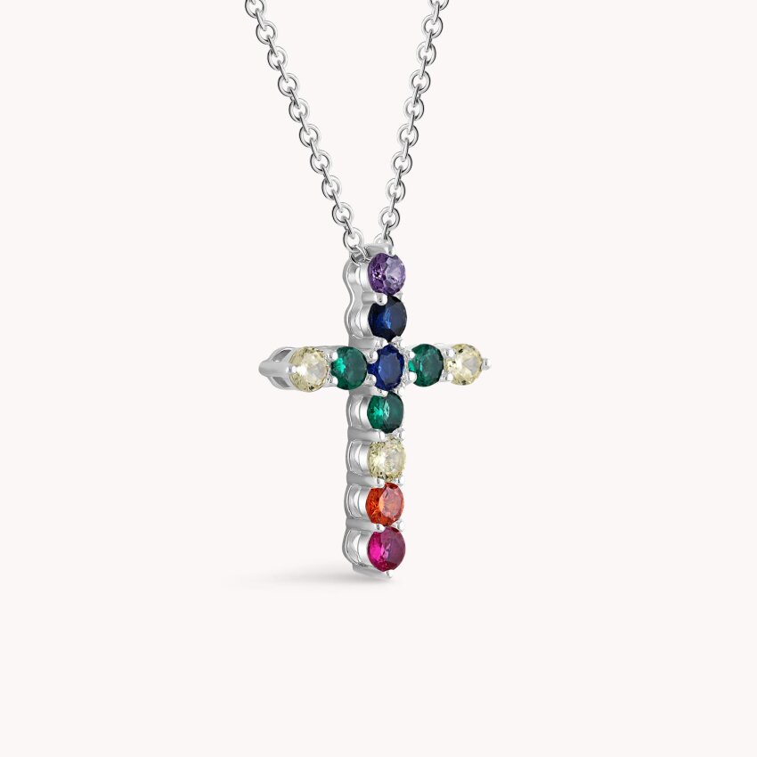 Srebrna ogrlica Šareni križ