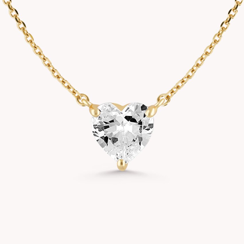 Srebrna ogrlica Sjajno srce s detaljima pozlata