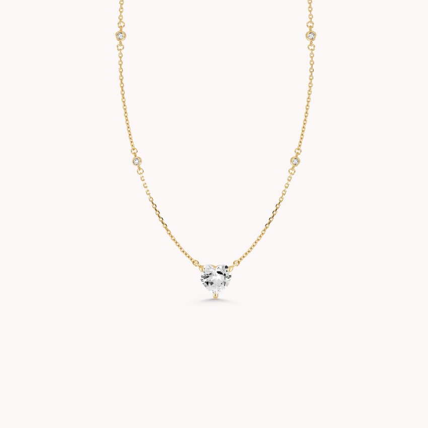 Srebrna ogrlica Sjajno srce s detaljima pozlata