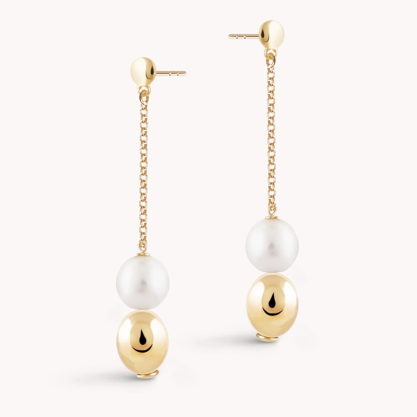 Srebrne naušnice Biserna čar pozlata