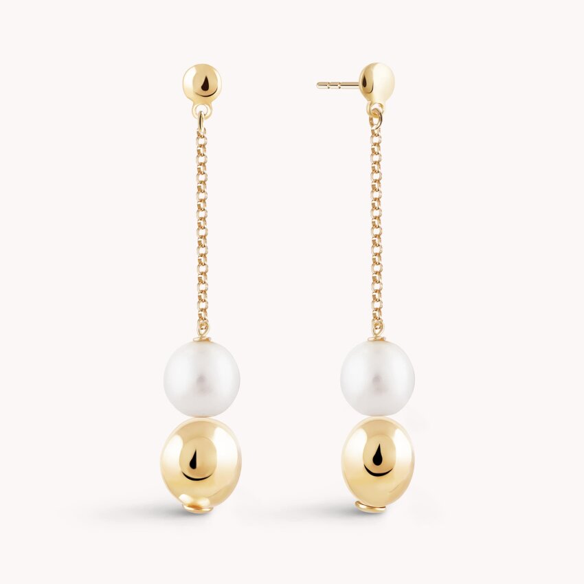 Srebrne naušnice Biserna čar pozlata