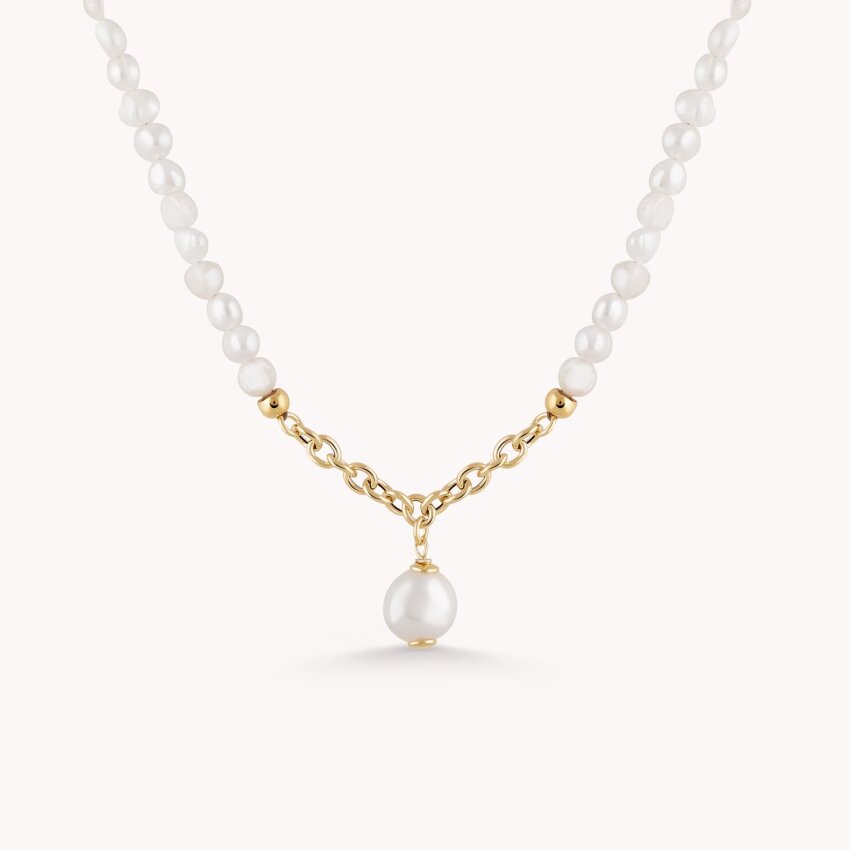 Srebrna ogrlica Biseri profinjenosti pozlata