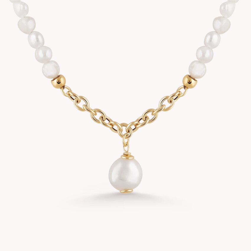 Srebrna ogrlica Biseri profinjenosti pozlata