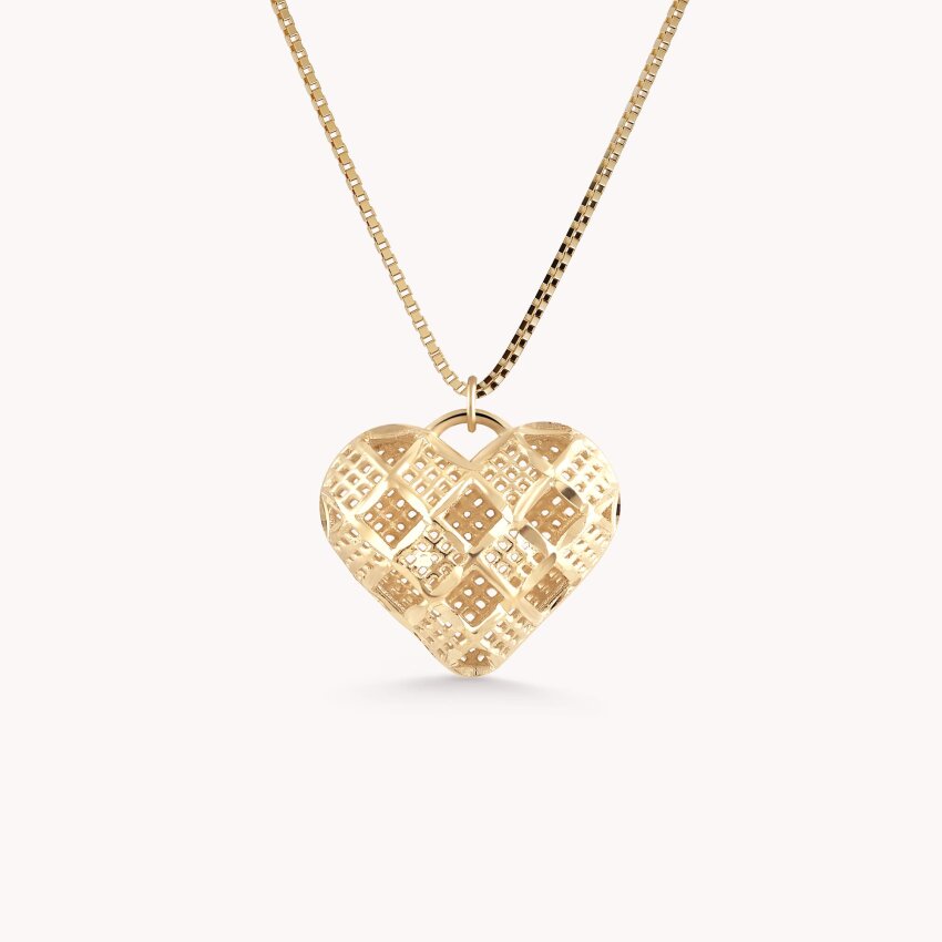 Zlatna ogrlica Srce s uzorkom