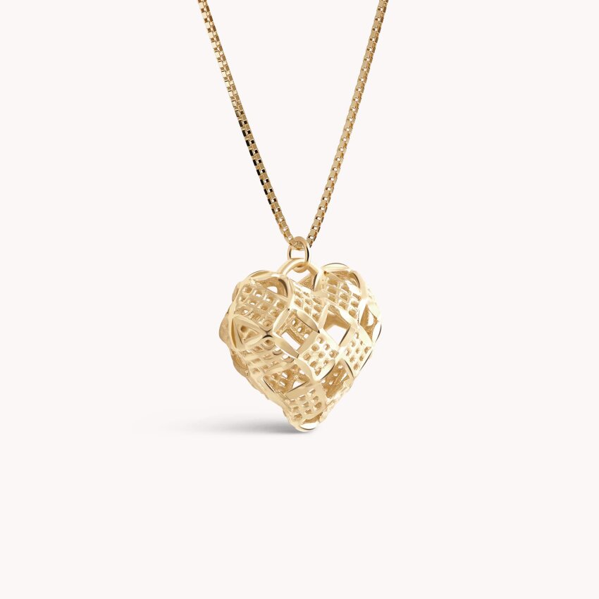 Zlatna ogrlica Srce s uzorkom