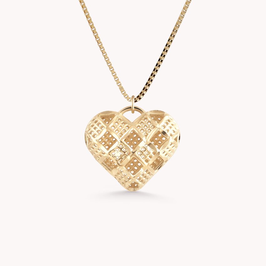 Zlatna ogrlica Srce s uzorkom