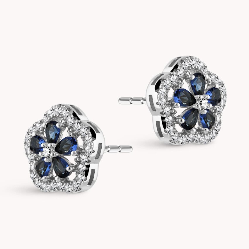 Srebrne naušnice Plavi cvijet