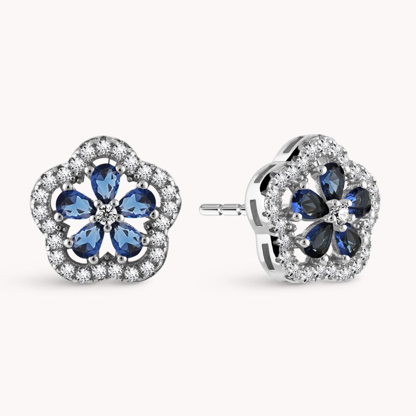 Srebrne naušnice Plavi cvijet