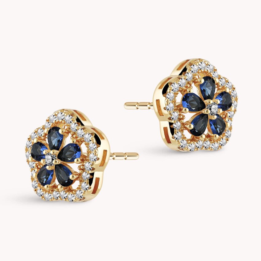 Srebrne naušnice Plavi cvijet pozlata