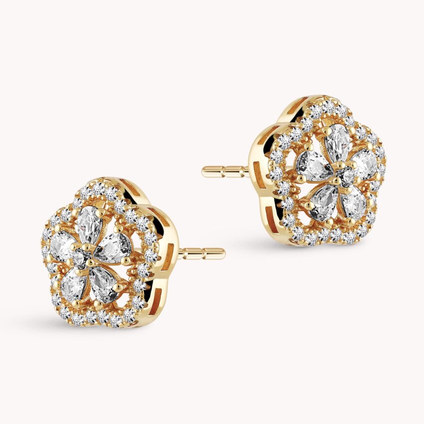 Srebrne naušnice Sjajni cvijet pozlata