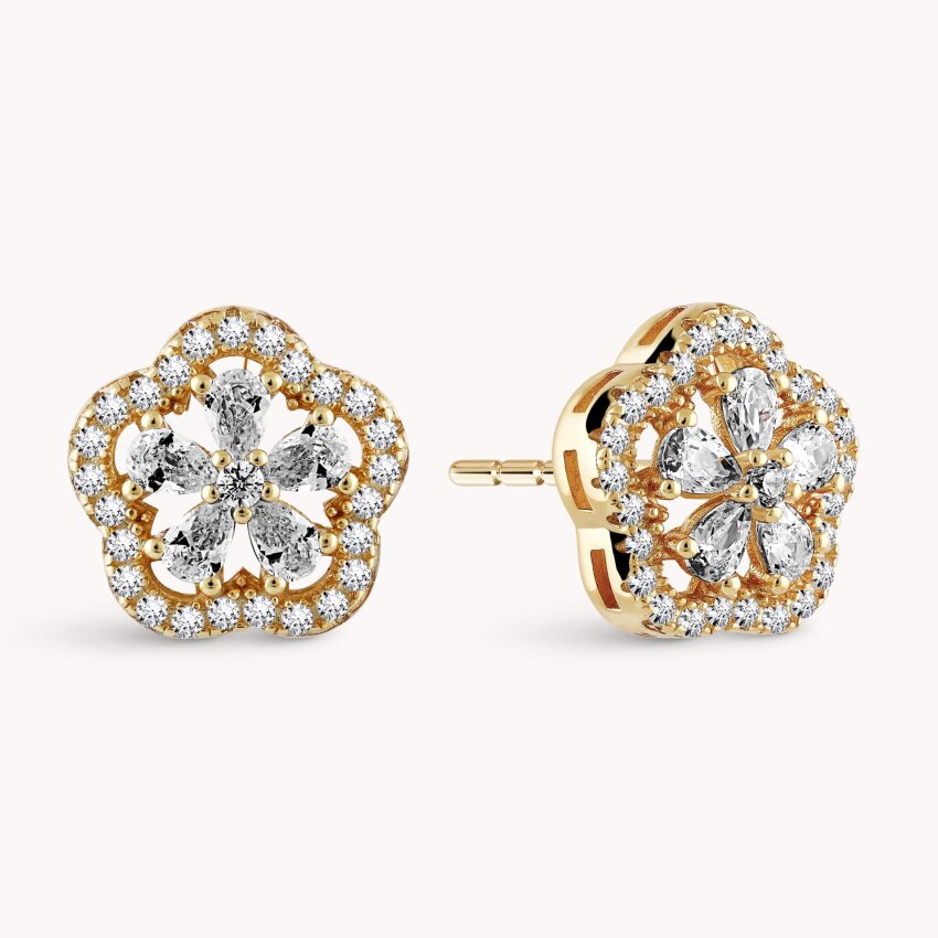 Srebrne naušnice Sjajni cvijet pozlata