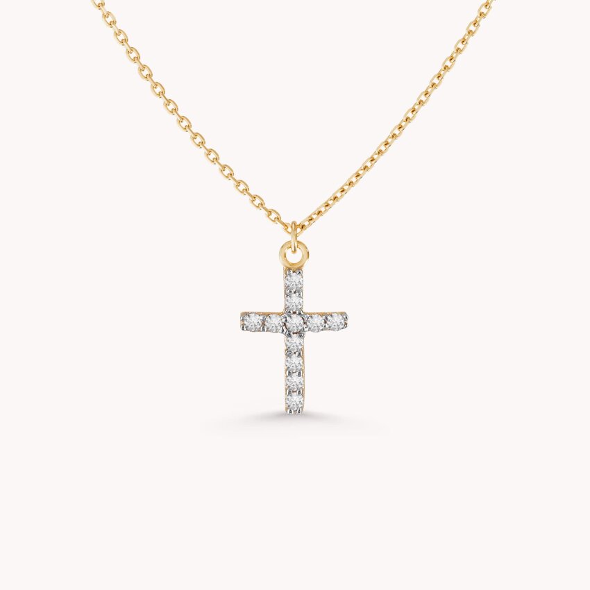 Zlatna ogrlica Križ s detaljima bisera
