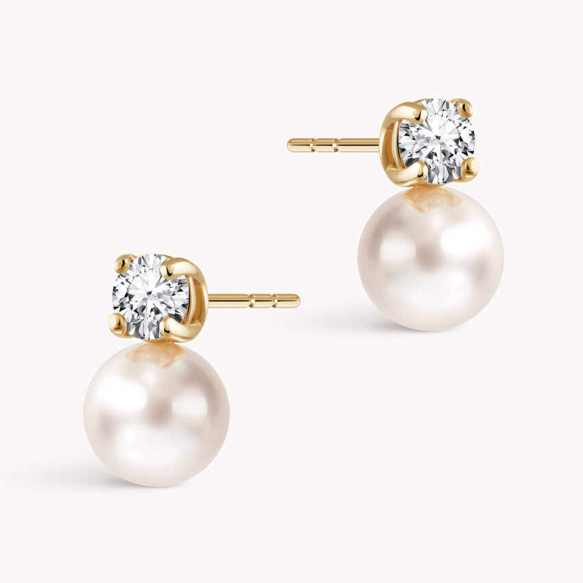 Zlatne naušnice biser Akoya Dijamantni sjaj