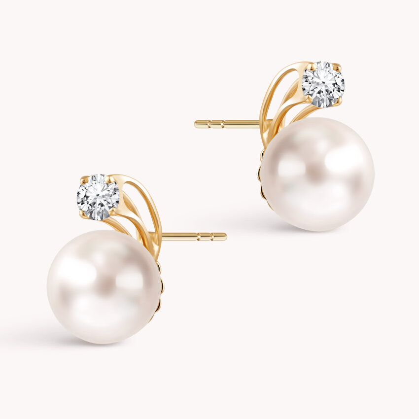 Zlatne naušnice biser Akoya Dijamantna sjajnost