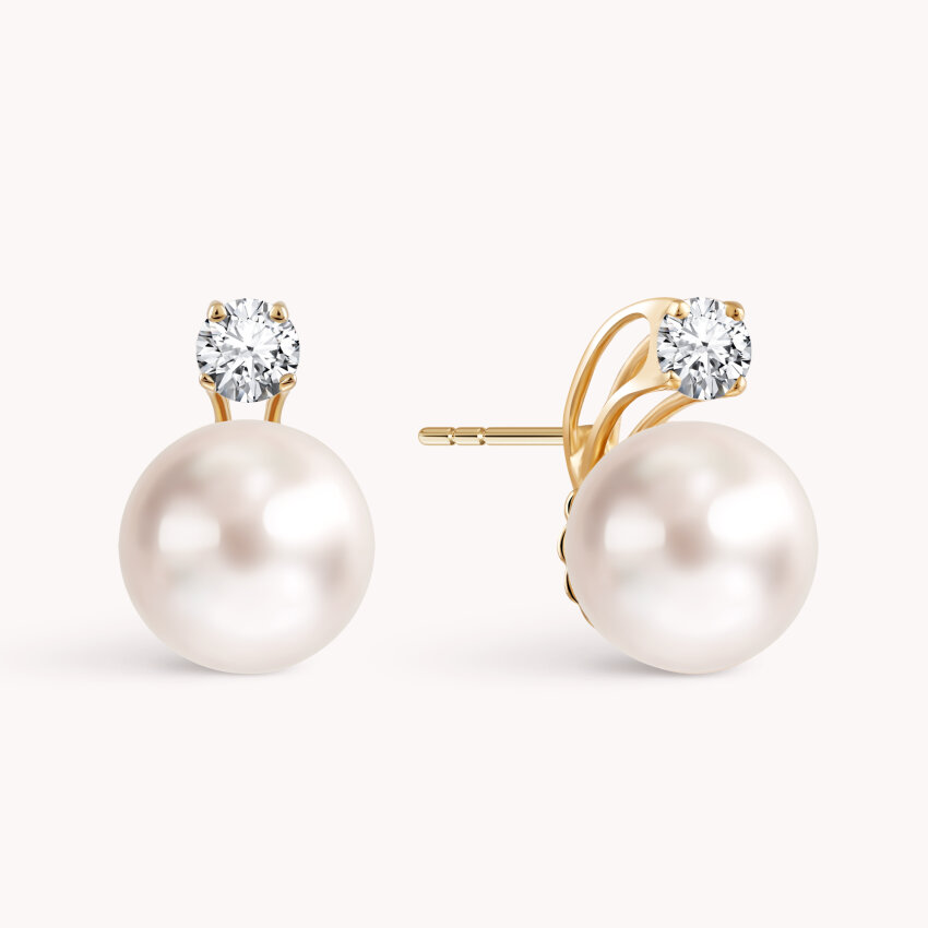 Zlatne naušnice biser Akoya Dijamantna sjajnost