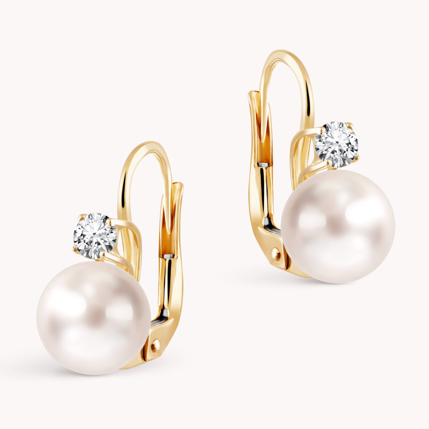 Zlatne naušnice biser Akoya Dijamant elegancije