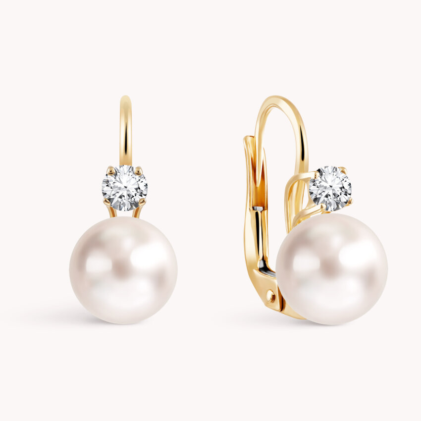 Zlatne naušnice biser Akoya Dijamant elegancije