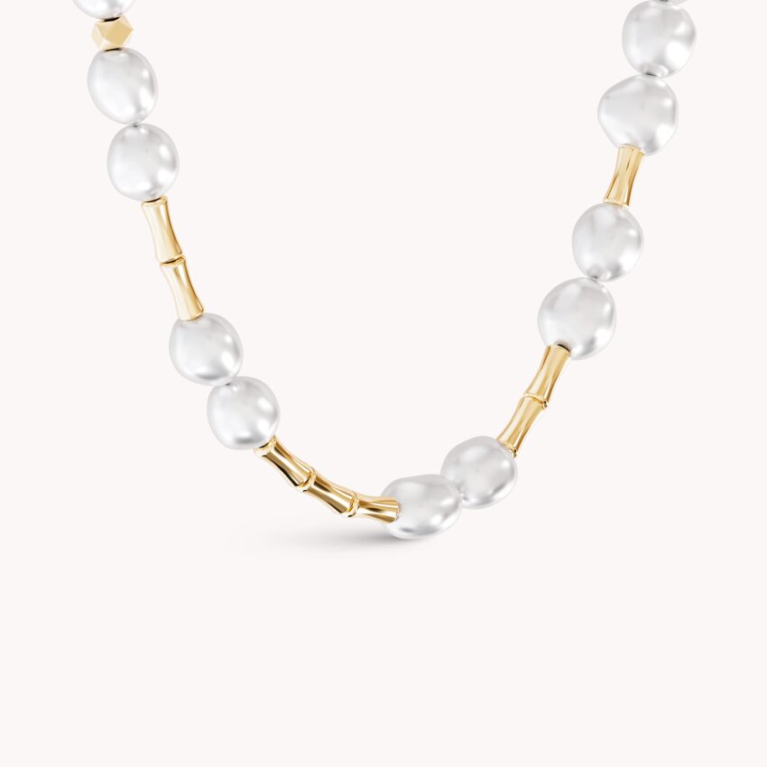 Srebrna ogrlica Ritam bisera pozlata