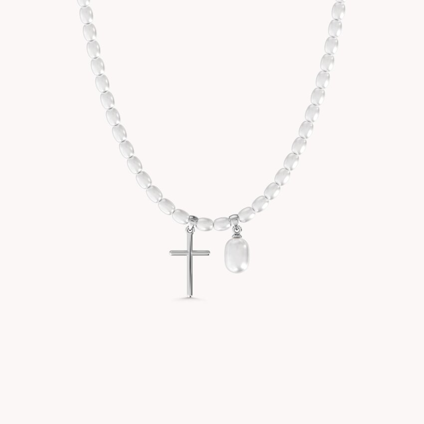 Srebrna ogrlica Biseri s detaljima